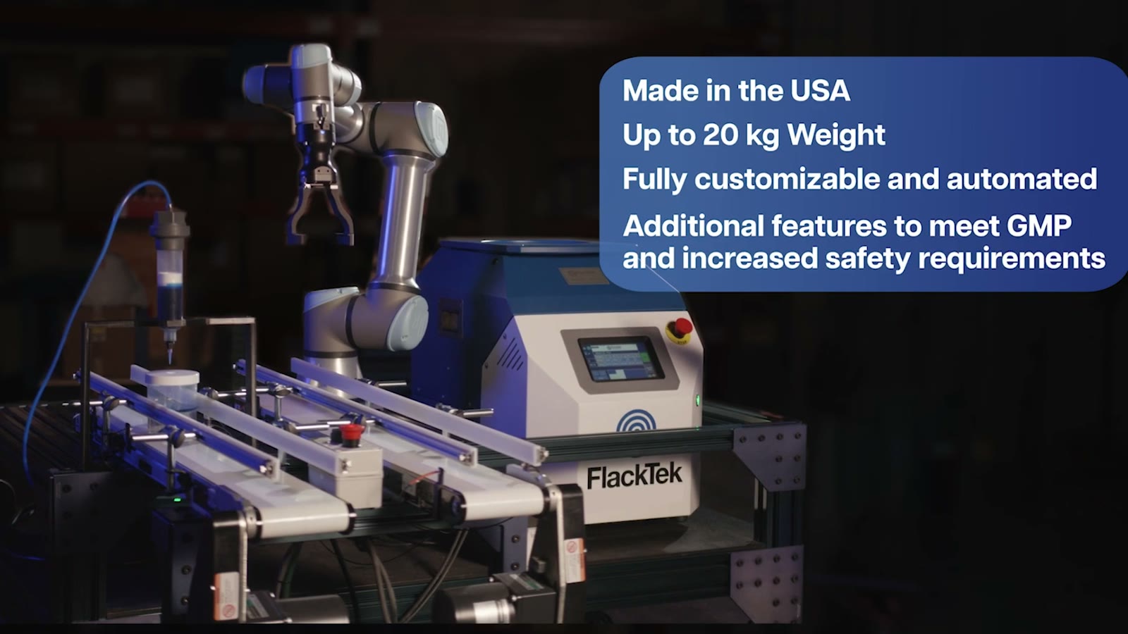 A robotic FlackTek loading and unloading mixing cups